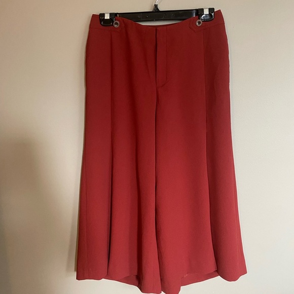 Anthropologie The Essential Culotte Wide Leg Capris Wine Red Size 0 - Picture 6 of 12